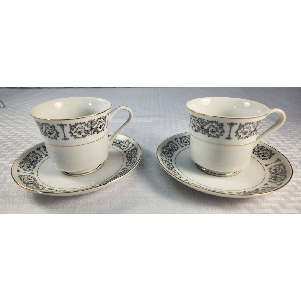 Vintage Teacup & Saucer Carlton Fontaine 4 Pc Set Fine China Japan